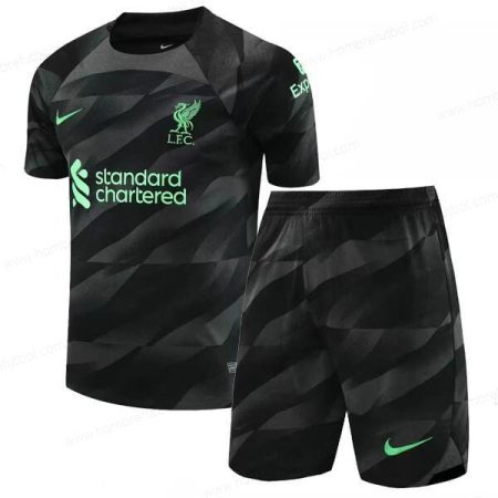 Camiseta Liverpool Negro Goalkeeper Niños Kit de Fútbol 23/24 Replica
